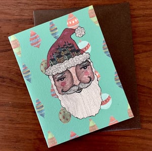 Image of Christmas Card - Santa Village (Aqua)