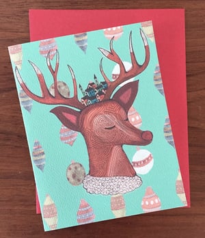 Image of Christmas Card - Rudolph Village (Aqua)