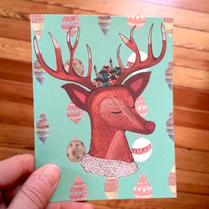 Image of Christmas Card - Rudolph Village (Aqua)
