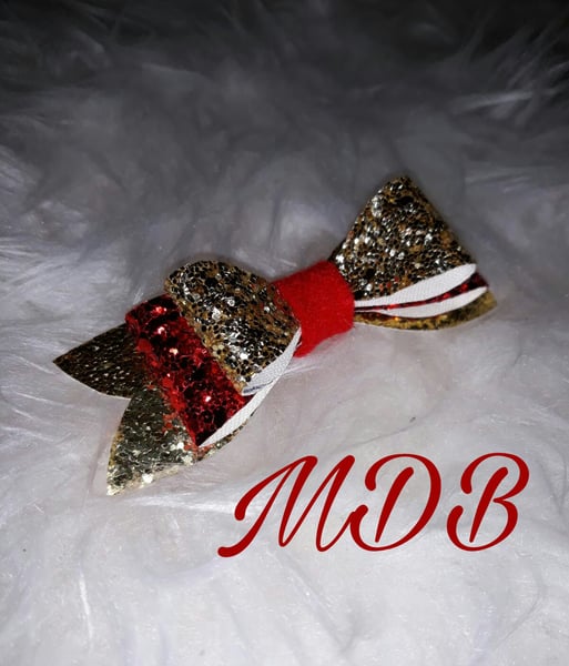 Image of Red & Gold Glitter Bow