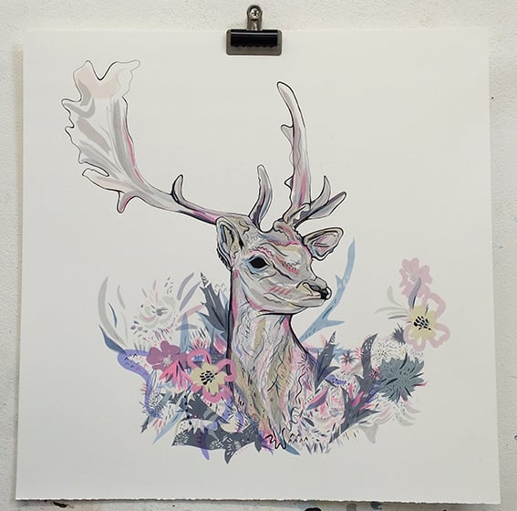 Image of Floral Fawn large screen print