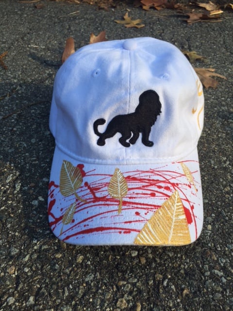 Image of León "dad" hat (White/Gold Leaves) Fall Edition