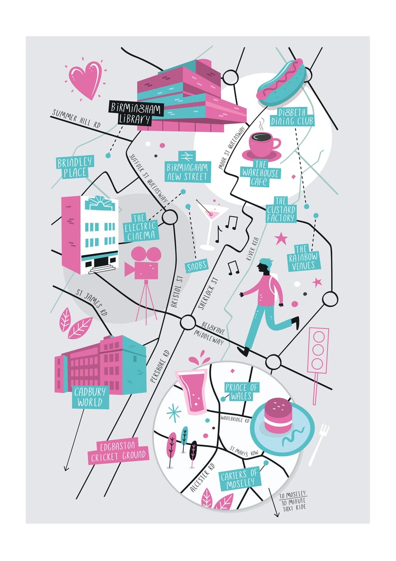 Image of Illustrated map of Birmingham - print