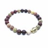 Mixed jasper stretch bracelet with buddha