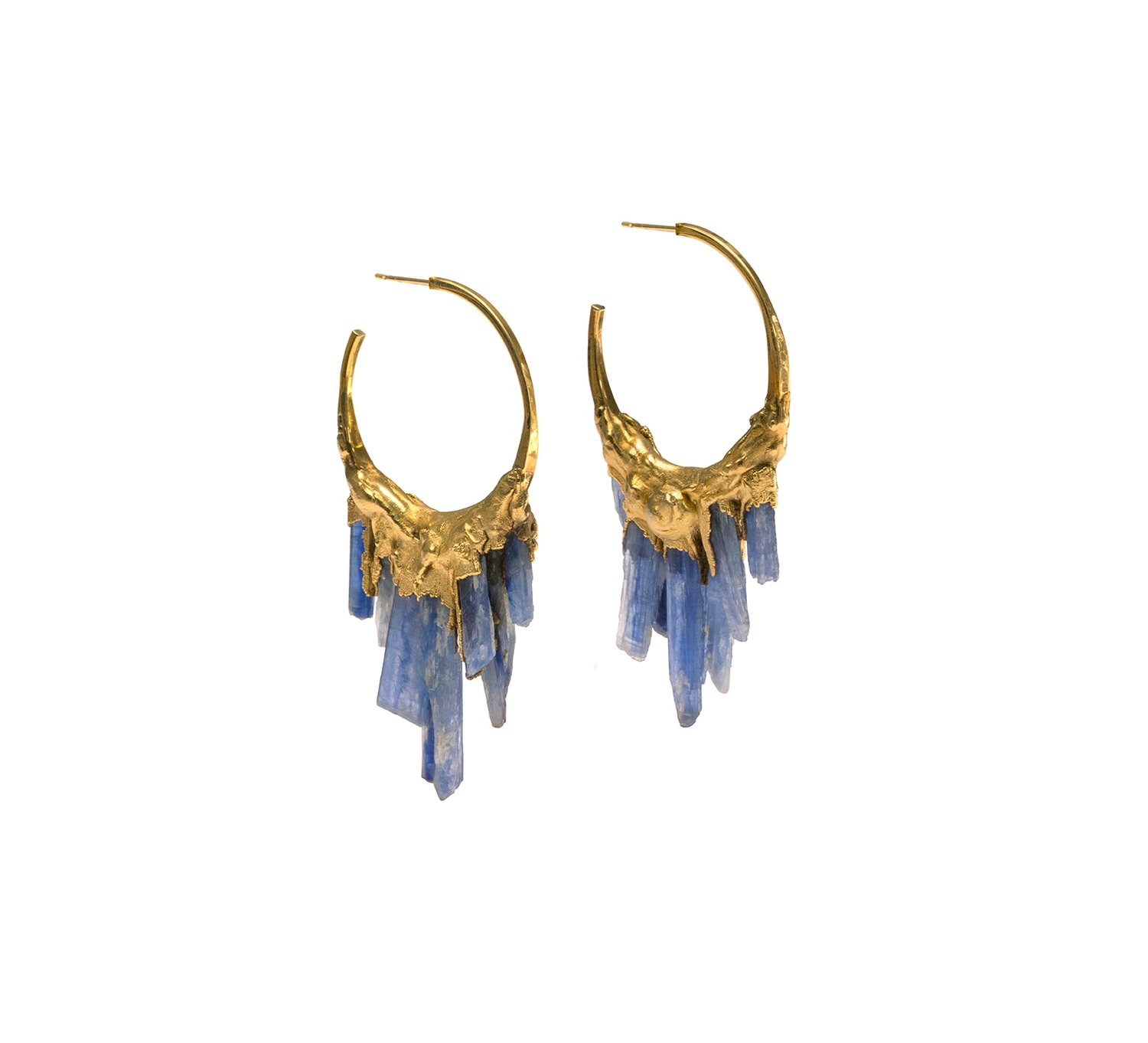 Image of Kyanite + Yellow Gold Vermeil Hoops