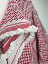 Image 9 of Pomegranate Seed Trim Red Keffiyeh (Made in Jordan) 