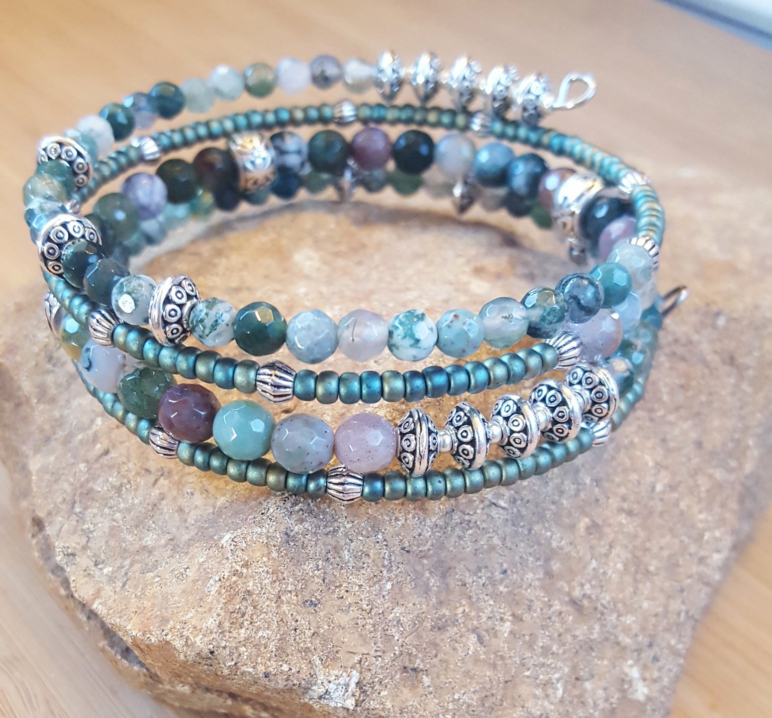 Gemstone Wrap Bracelet in Green | The Crafty Turtle