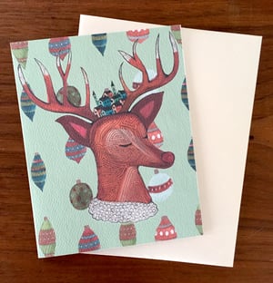 Image of Christmas Card - Rudolph Village (Light Blue)