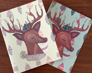 Image of Christmas Card - Rudolph Village (Light Blue)