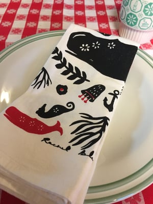 Image of Whale and the Sea Tea Towel/Napkin - Set of 2