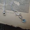 Victorian Ribbon Mini Necklace with Sky Blue Topaz, Sterling Silver