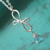 Victorian Ribbon Mini Necklace with Sky Blue Topaz, Sterling Silver