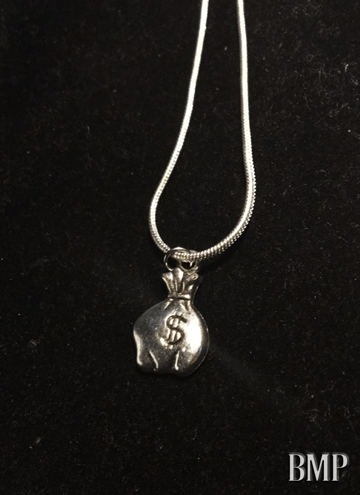 money bag pendant silver