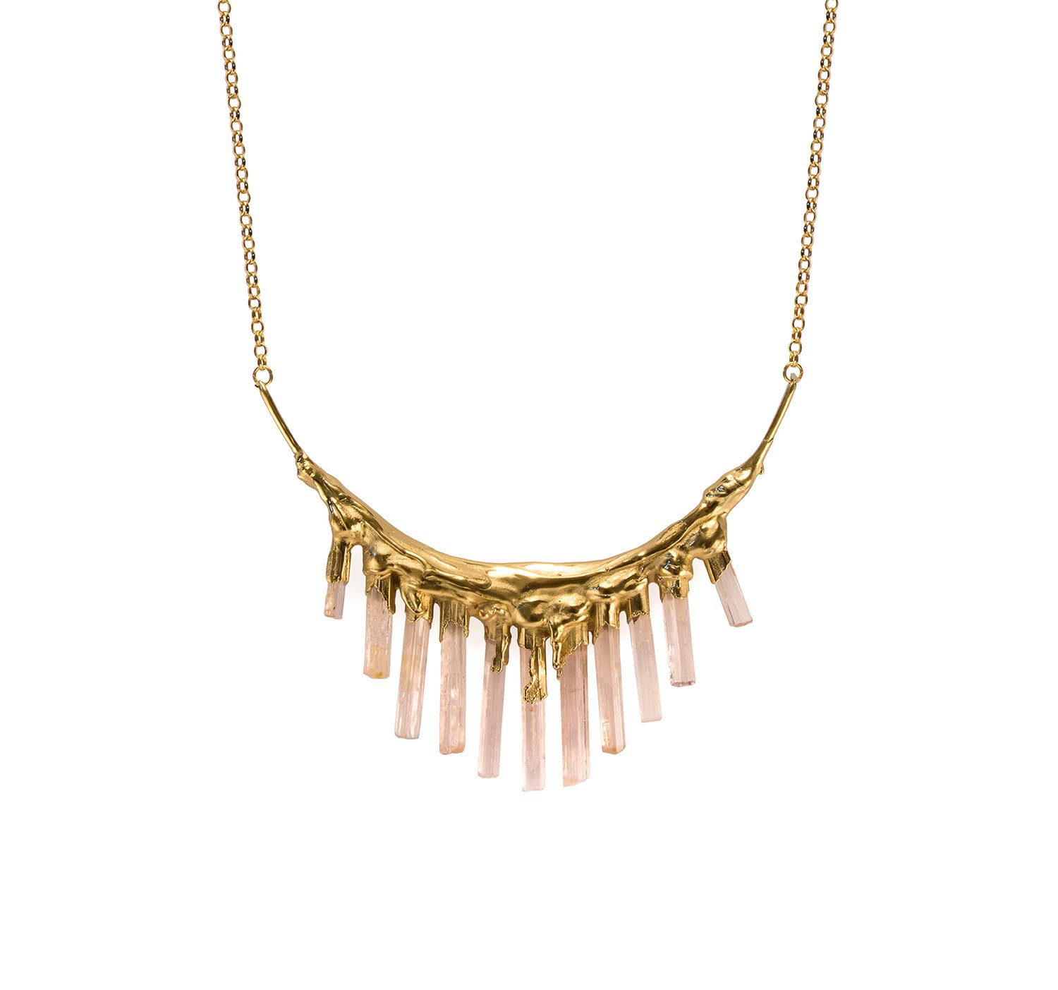 Image of Pink Tourmaline + Yellow Gold Vermeil Necklace 