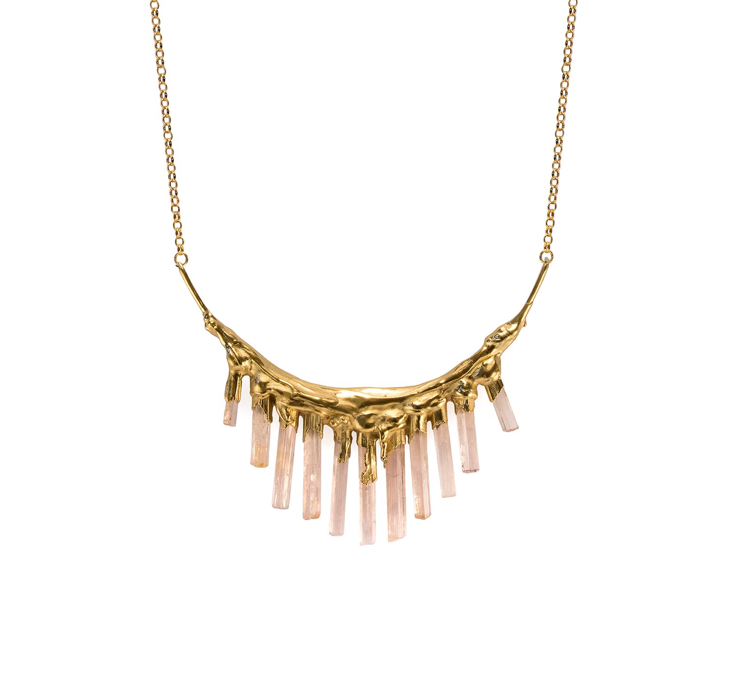 Image of Pink Tourmaline + Yellow Gold Vermeil Necklace