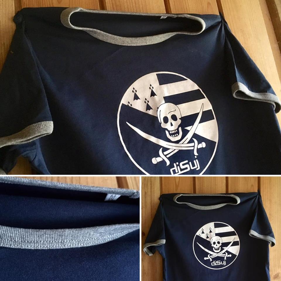 Image of T-shirt "Pirate Breton" homme bleu marine/gris OU gris chiné Bio & Équitable — Série Limitée