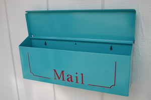 Image of Oasis Blue Wall Mounted Mailbox by TheBusBox Similar to Tiffany Blue