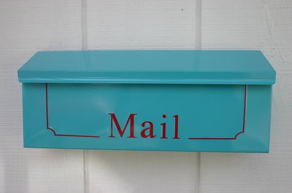 Image of Oasis Blue Wall Mounted Mailbox by TheBusBox Similar to Tiffany Blue