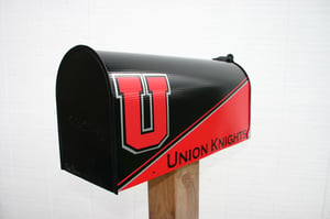 Image of Union Knights Team Themed Mailbox by TheBusBox - Pick your team! College High School Football
