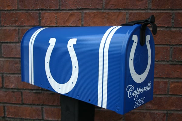 Image of Colts Football Mailbox by TheBusBox - Choose your team or school. Football, NFL, Man Cave Mail Box