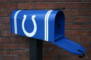 Image of Colts Football Mailbox by TheBusBox - Choose your team or school. Football, NFL, Man Cave Mail Box