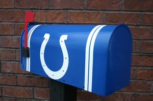 Image of Colts Football Mailbox by TheBusBox - Choose your team or school. Football, NFL, Man Cave Mail Box