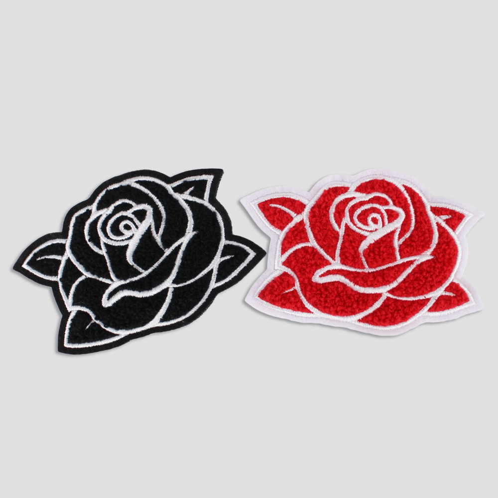SWARM ROSE CHENILLE PATCH (BLACK & RED)