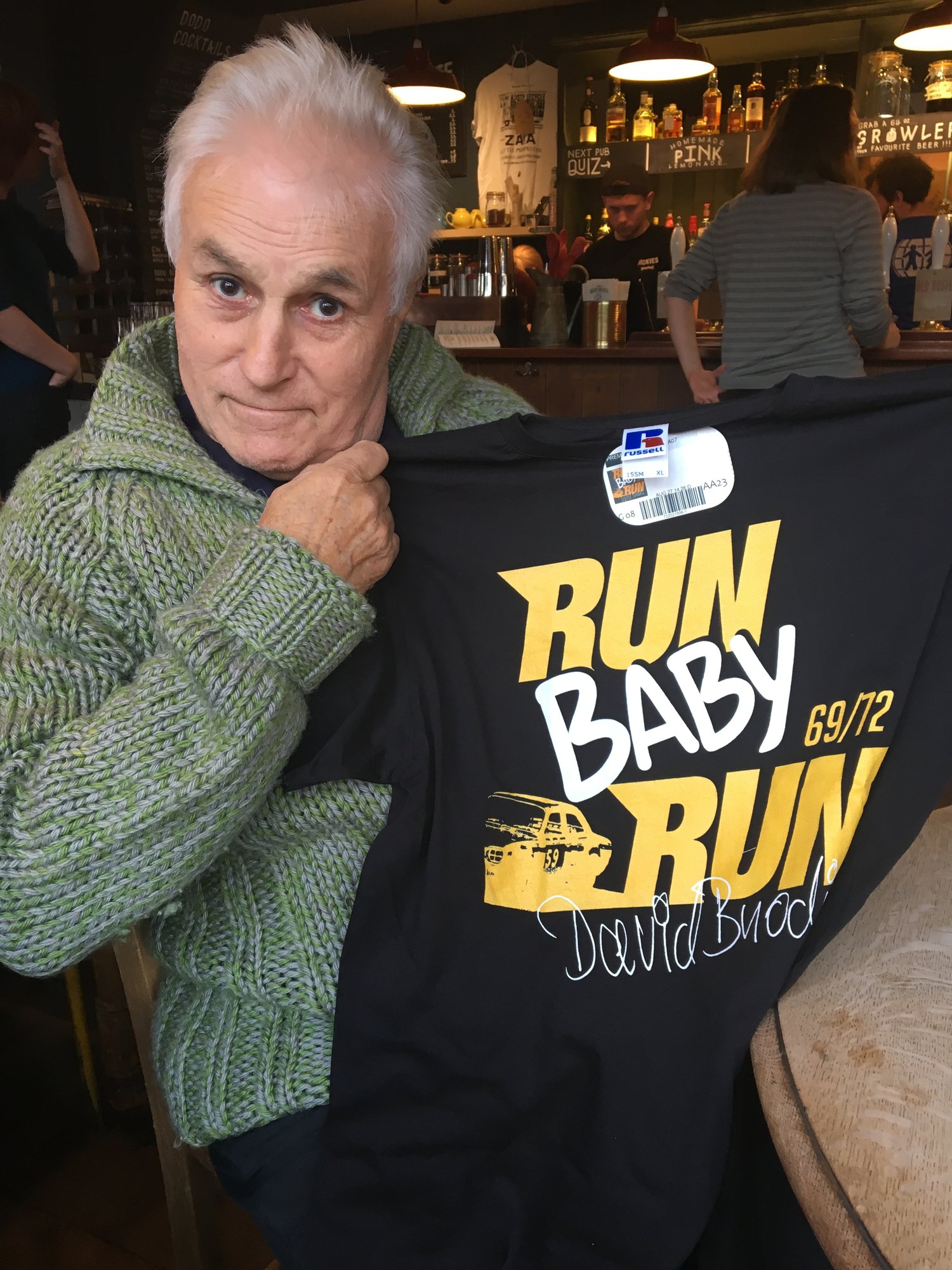 Image of Run Baby Run official t-shirt endorsed by David Brodie