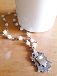 Image 2 of Sterling Shield with White Pearls 4KL