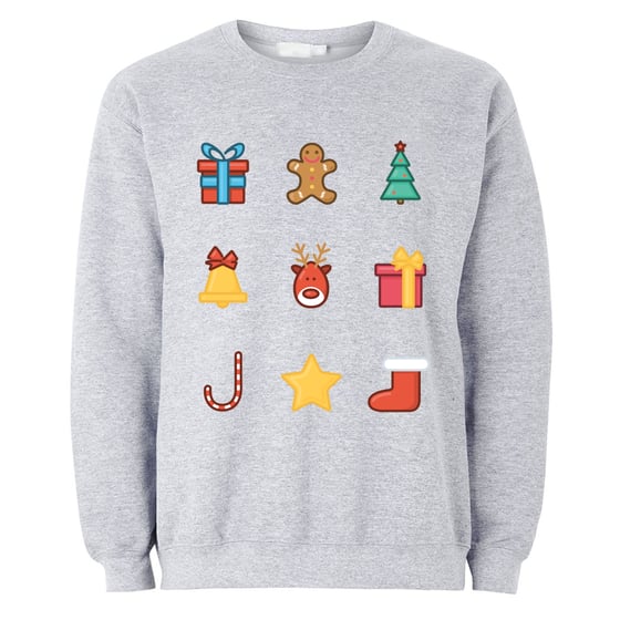 Image of Christmas Emoji Icons Grey Christmas Sweat/Jumper