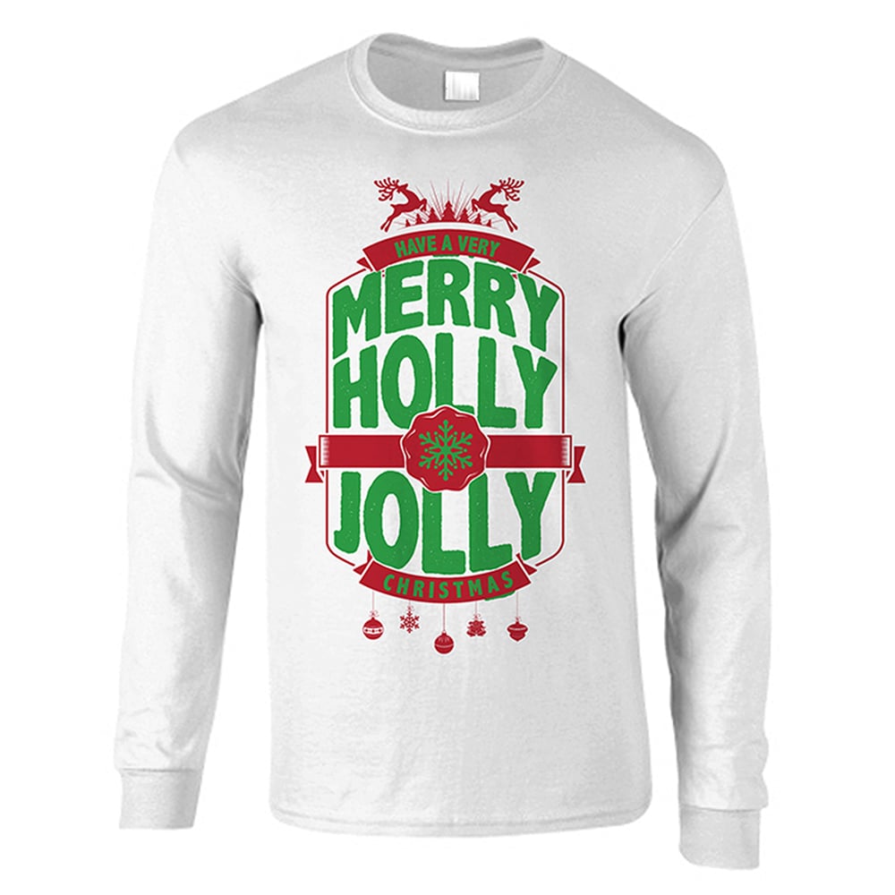 Image of Merry Holly Jolly Christmas White Sweat/Jumper