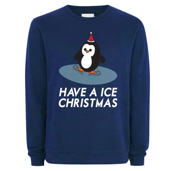 Image of Have a Ice Christmas Penguin Christmas Navy Sweat/Jumper
