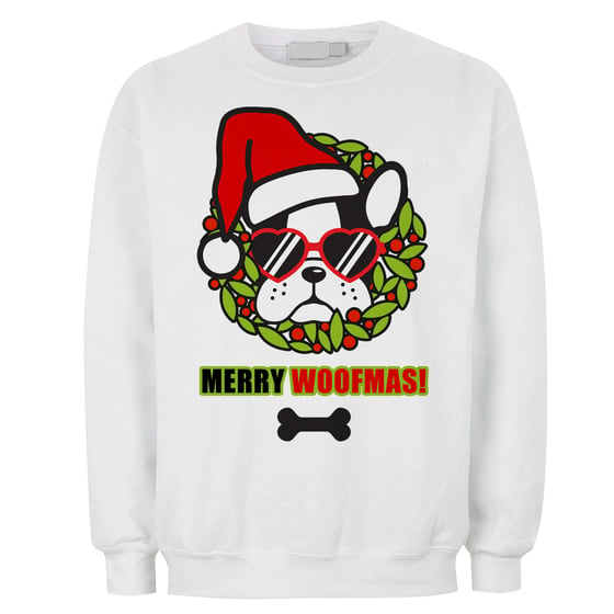 Image of Merry Woofmas Christmas White Sweat/Jumper