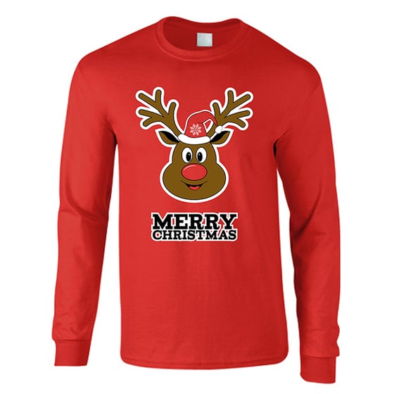 Image of Reindeer Merry Christmas Red Sweat/Jumper