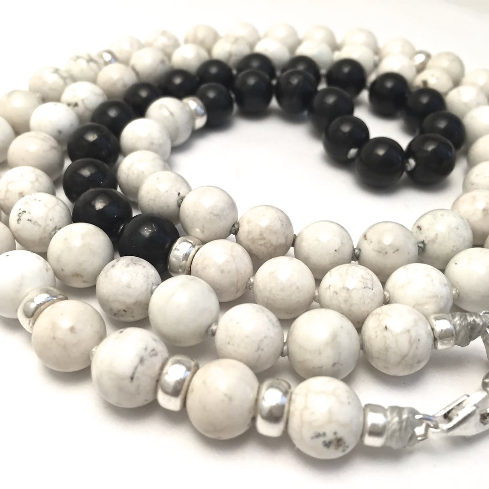 Image of Howlite Double Infinity Mala 88 with Shungite Collar