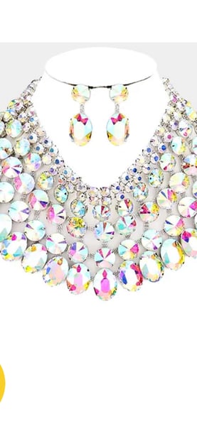 Image of Joslyn Iridescent Crystal Bib Necklace