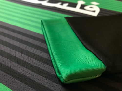 Image of Palestine Black hooped (Green/Black) L/S Football Shirt