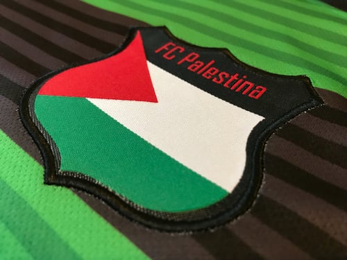 Image of Palestine Black hooped (Green/Black) Football Shirt