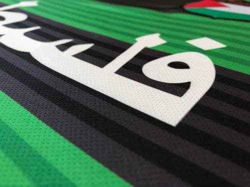 Image of Palestine Black hooped (Green/Black) L/S Football Shirt