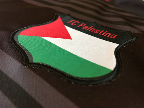 Image of Palestine Black hooped Football L/S Shirt