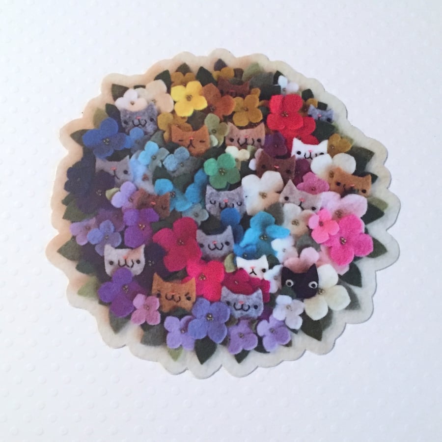 Image of cat bouquet sticker *discontinued*