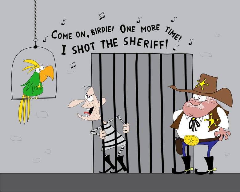Image of I Shot The Sheriff Song by Bob Marley Cartoon
