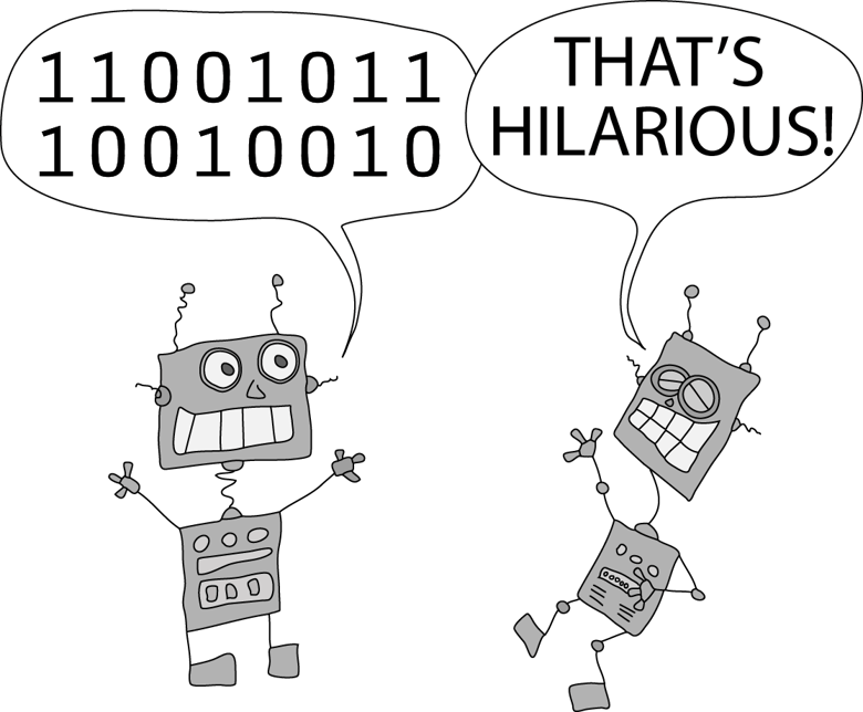 Image of The Binary Joke Of 2 Robots