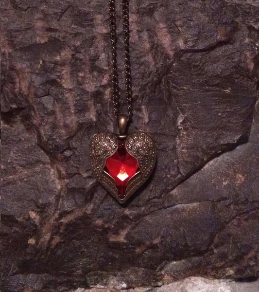 Image of Pendant Red Glass Heart Necklace