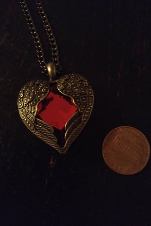 Image of Pendant Red Glass Heart Necklace