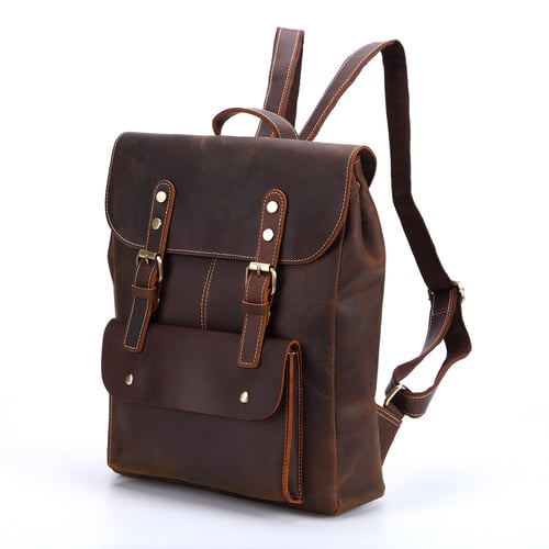 Image of Vintage Handmade Leather Backpack, Travel Backpack, School Rucksack 9452