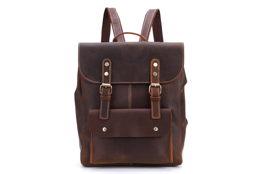 Image of Vintage Handmade Leather Backpack, Travel Backpack, School Rucksack 9452