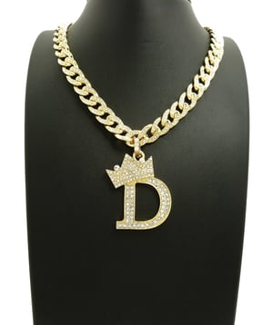 Image of Crown Letter on Bling C Link Chain