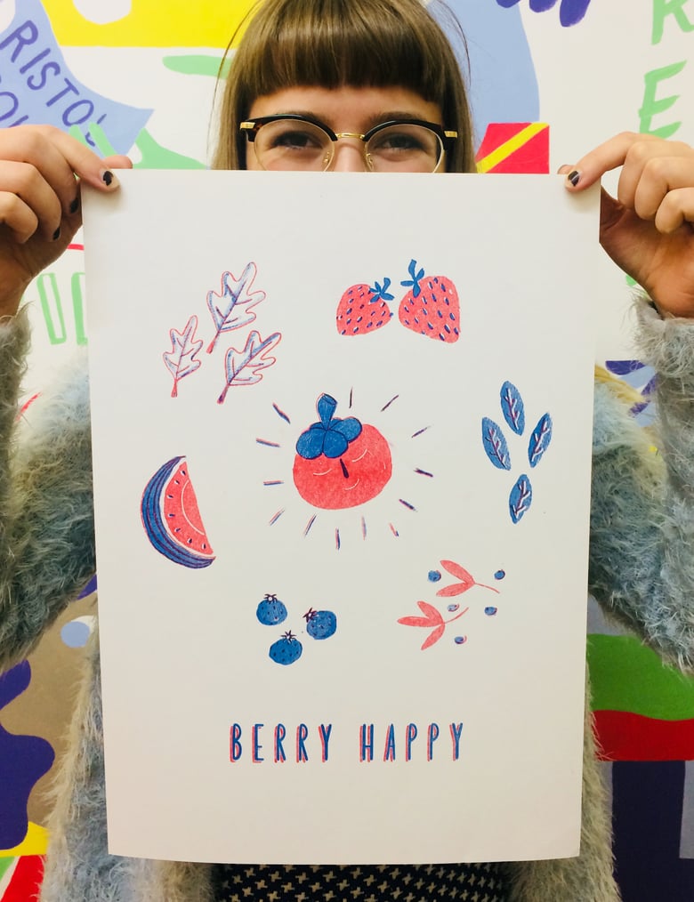 Image of Berry Happy A3 Riso Print