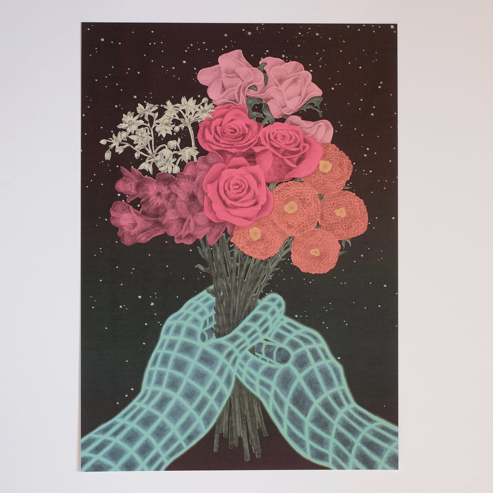 Image of "DREAMBOAT BOUQUET" LIMITED EDITION A3 INDIGO PRINT